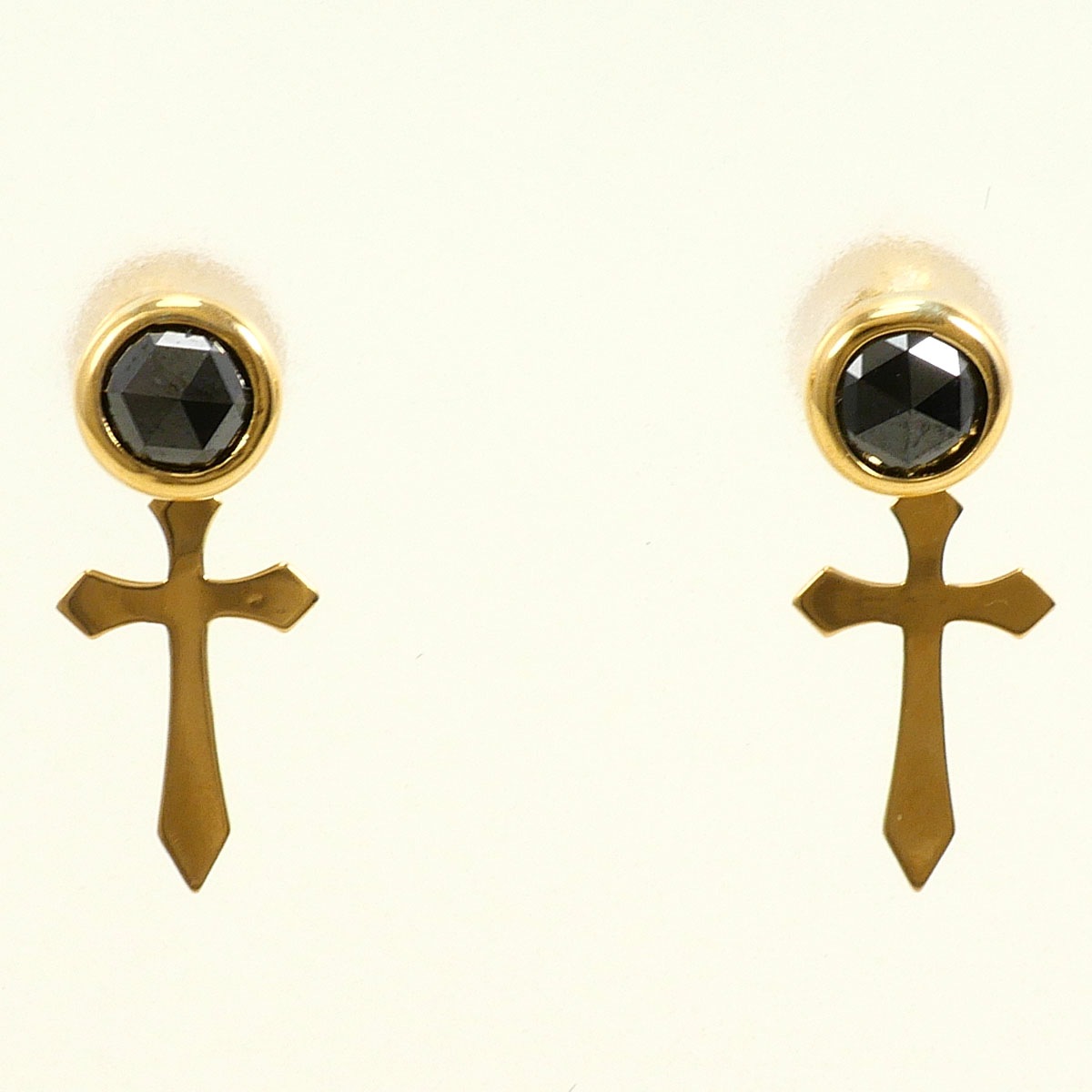 K18 18金 YG イエローゴールド ピアス ブラックダイヤ 0.25ct 総重量約0.5g ジュエリー 中古
