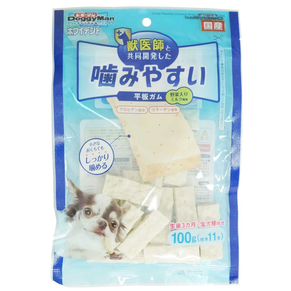 （まとめ買い）ホワイデント 噛みやすい平板ガム 野菜入り100g 犬用おやつ [x9]