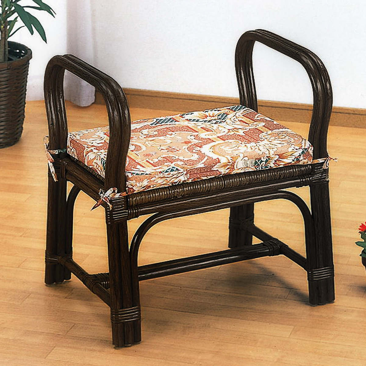 籐 ちょこっと座椅子 手すり付 座面高36cm 正座椅子 ラタンチェア ラタン製 椅子 籐製座椅子 チェア パーソナルチェア リラックスチェア 和 アジアン 肘掛け付き