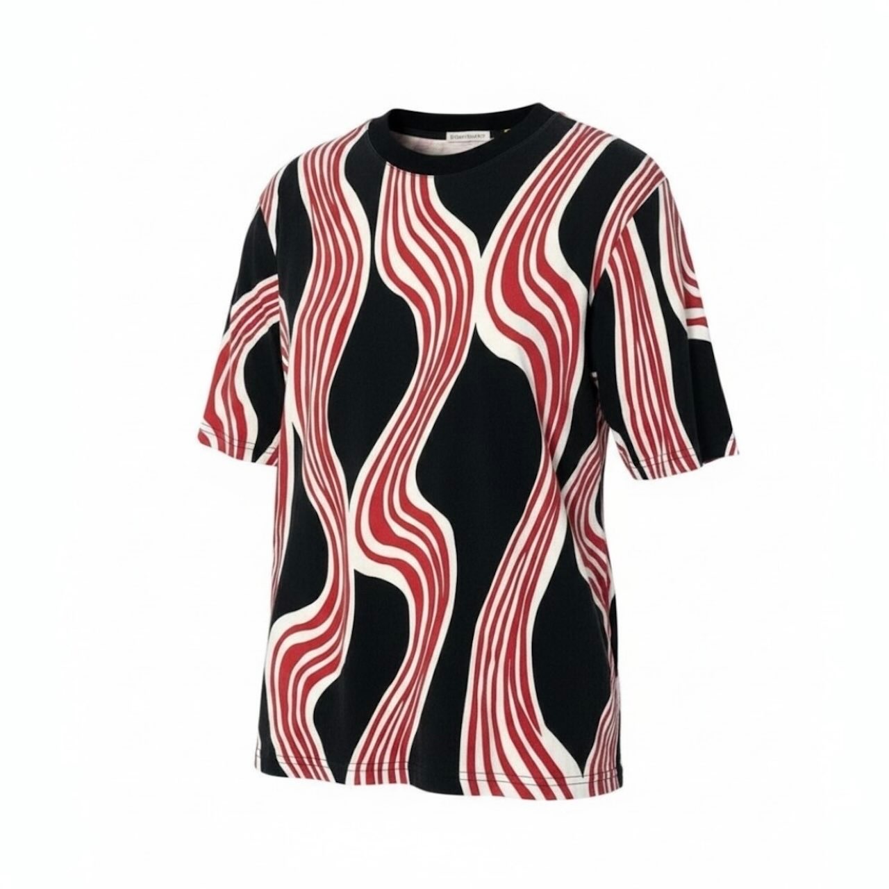 美品 JW Anderson ALL OVER PRINT SS ブラック レッド コットン 半袖Ｔシャツ メンズ A3-00077