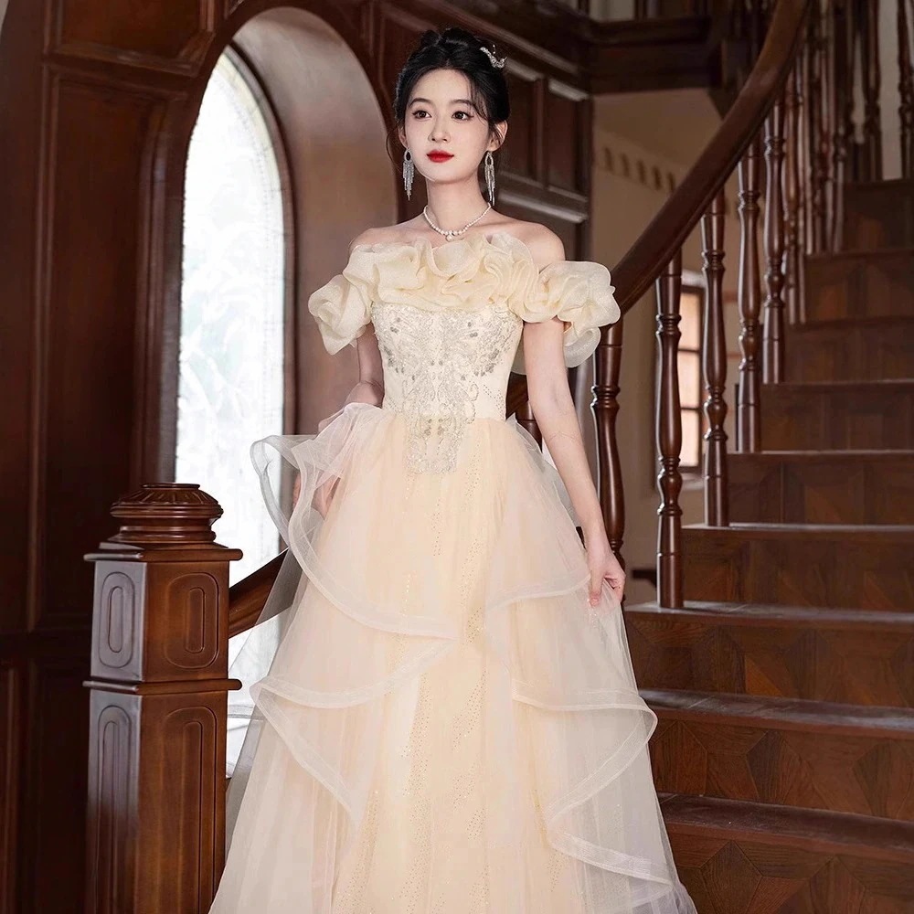 オフショルダーパーティー ボーカル演奏 司会者用 成人式向けレディース ドレス 結婚式 ワンピース お呼ばれドレス