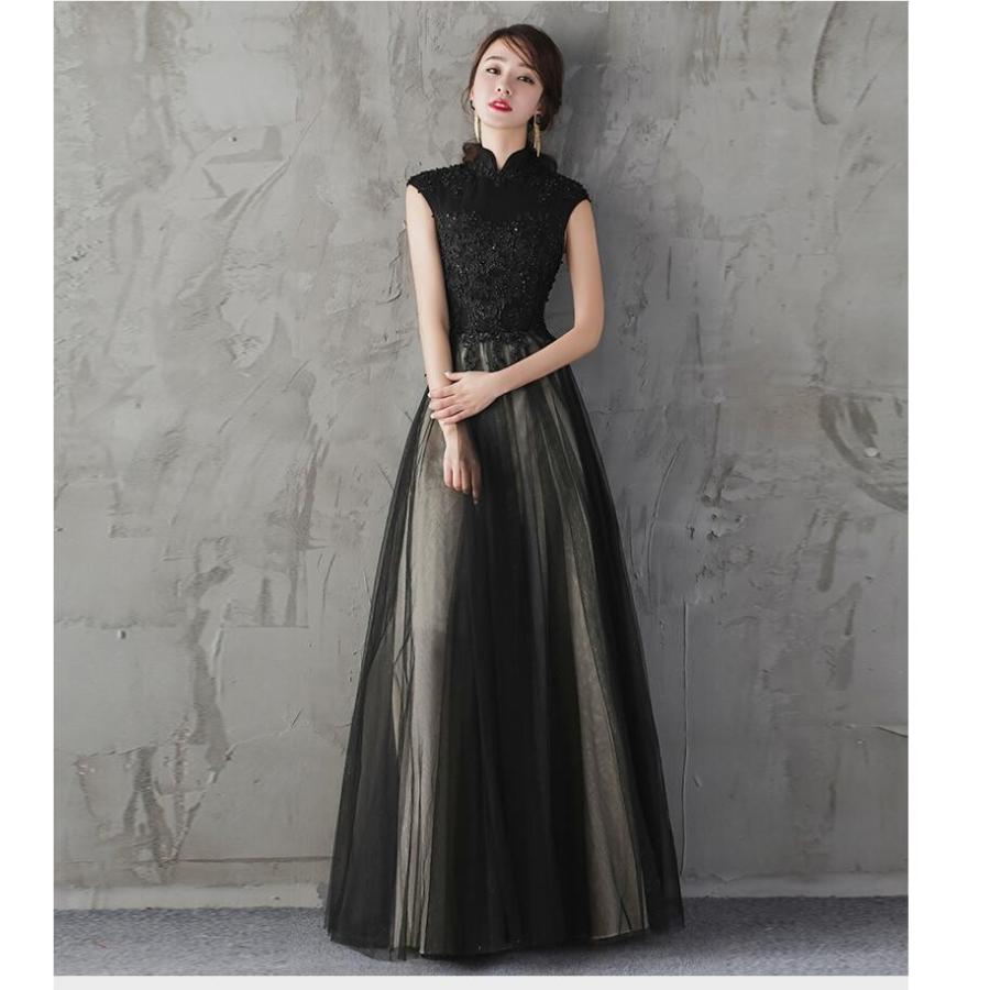 ロングドレス 立ち襟 カラードレス ウエディングドレス パーティードレス 結婚式ワンピース30代40代 お呼ばれ 食事会 二次会 披露宴 卒業式 成人式 謝恩会-414