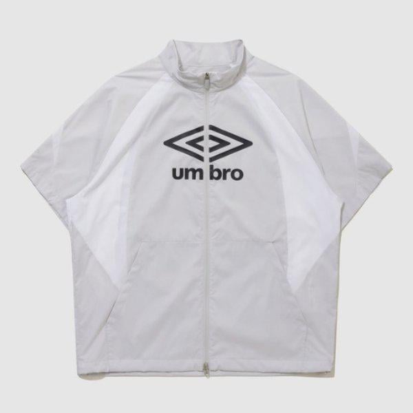 ジャケット PQA UQ221SJK53-WGR ダブルカット ビッグロゴ スタンネック 半袖ジャケット / WHITE GREY