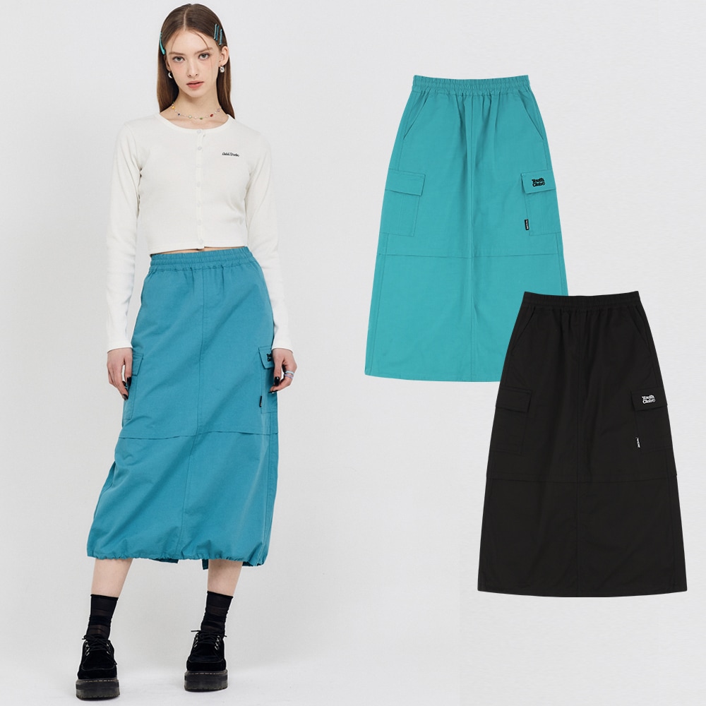 [ステッカーセット贈呈]2WAY ストリング カーゴ ロングスカート - 2カラー