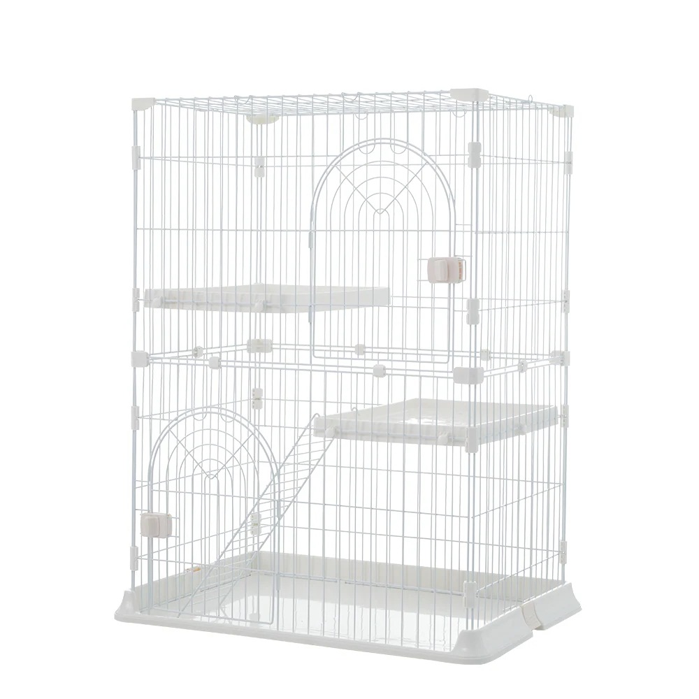 1465おしゃれ 猫 ケージ キャットケージ 2段 猫ゲージ おしゃれ キャットハウス ネコ ハウス 多段 留守番 保護 脱走防止 多頭飼いペットケージ【ホワイト】