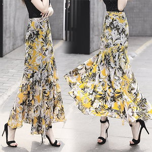 【超お得1つ買うと10個もらえる】急速出荷スカート ボトムス レディース きれいめ 春夏 シフォン マーメイドスカート シフォ