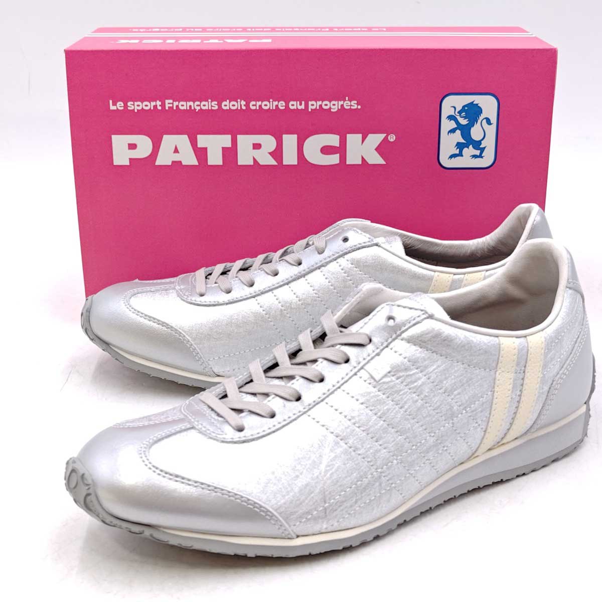 【中古・未使用品】パトリック パミール・ハク PAMIR-HAKU 42 26.5cm シルバー 507714 PATRICK キップレザー スニーカー