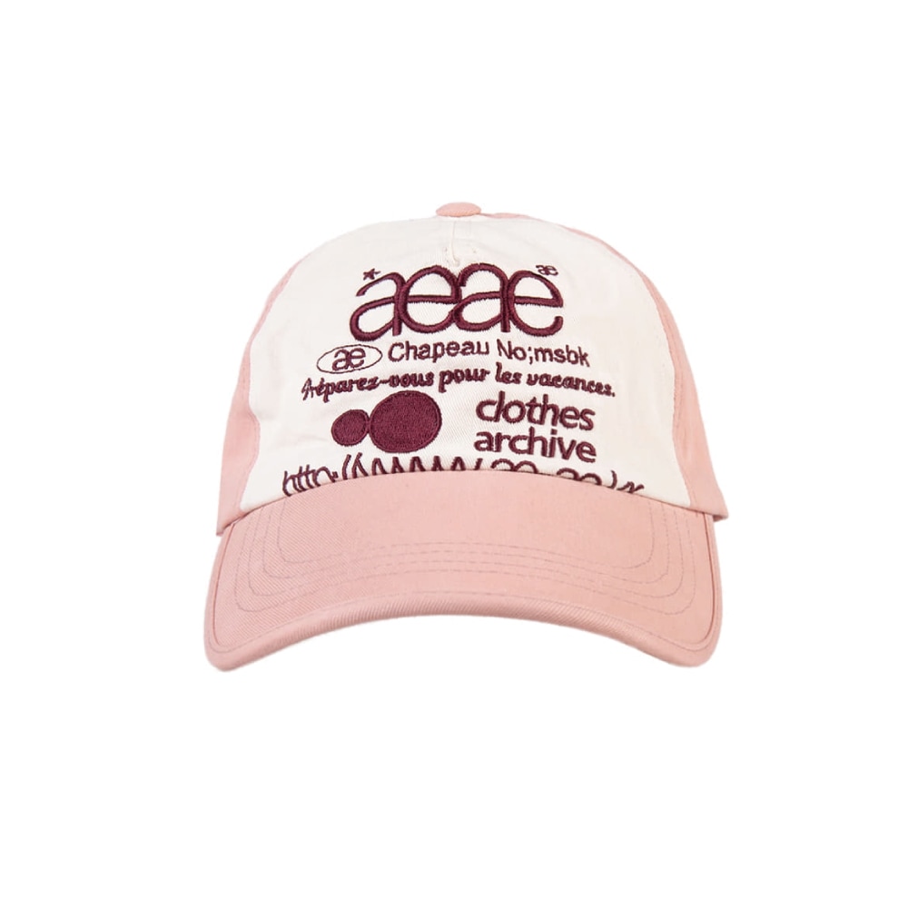 【aeae】 WEB LOGO 5PANNEL CAP : PINK/BUGUNDY