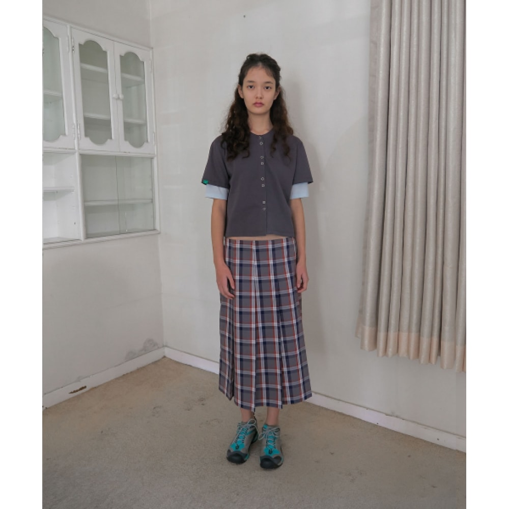 コンテンツなし 51.チェックプリーツスカート _ チャコールチェック