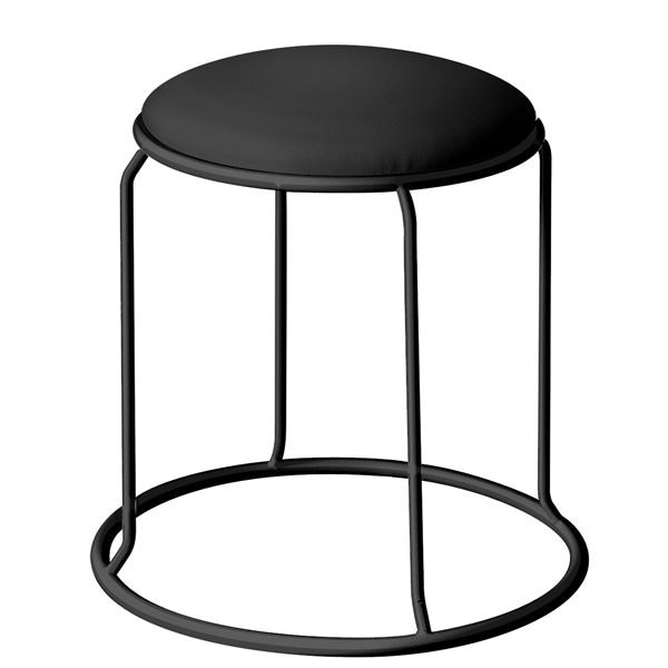 北欧風 スツール/丸椅子 同色5脚セット ブラックブラック 幅415mm スチール ビニールレザー レザー リンクスツール