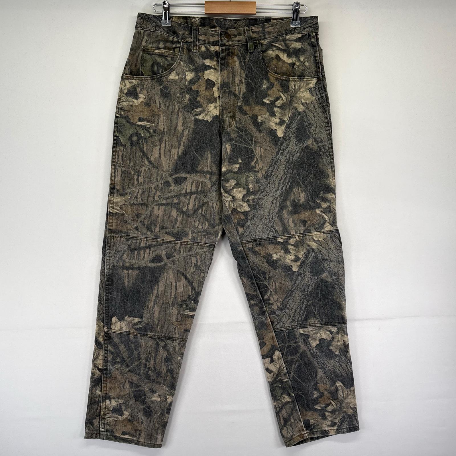 古着 USA製 デニム パンツ Gパン ダブルニー ジーパン リアルツリーカモフラ W34 L32 ブラウン系 メンズ