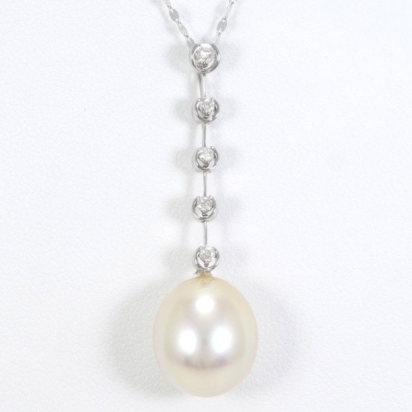 K18 18金 WG ネックレス パール(真珠) ダイヤ 0.13 ジュエリー 中古
