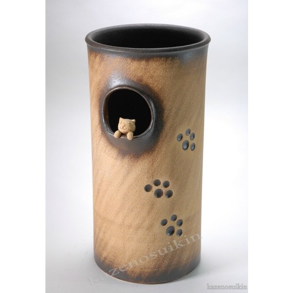小窓ねこ傘立 （信楽焼き陶器傘立梅雨玄関収納M）