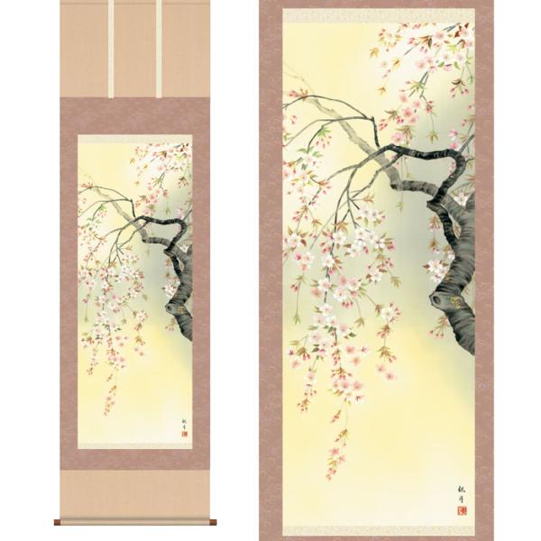 掛軸 桜花爛漫 山村観峰 筆 収納箱付き 十年間保証 受注生産品