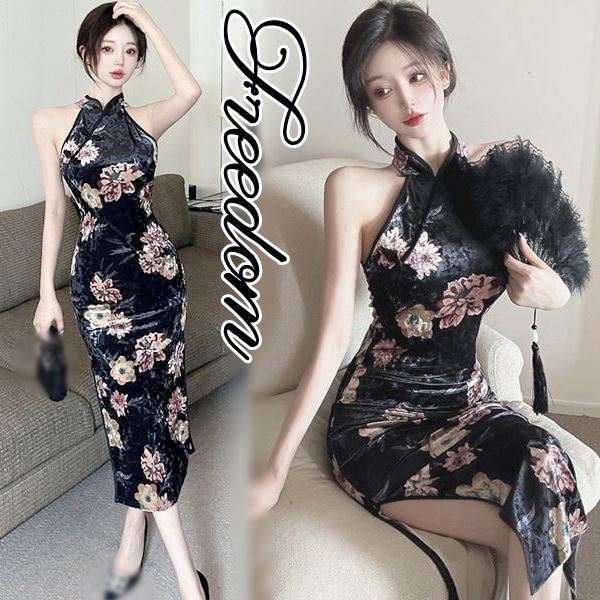 チャイナドレス セクシー セクシーチャイナ キャバ チャイナドレス チャイナ ロング ドレス コスチューム コスプレ 衣装 パーティー イベント クリスマス インスタ 撮影 アイドル 脚魅せハイス