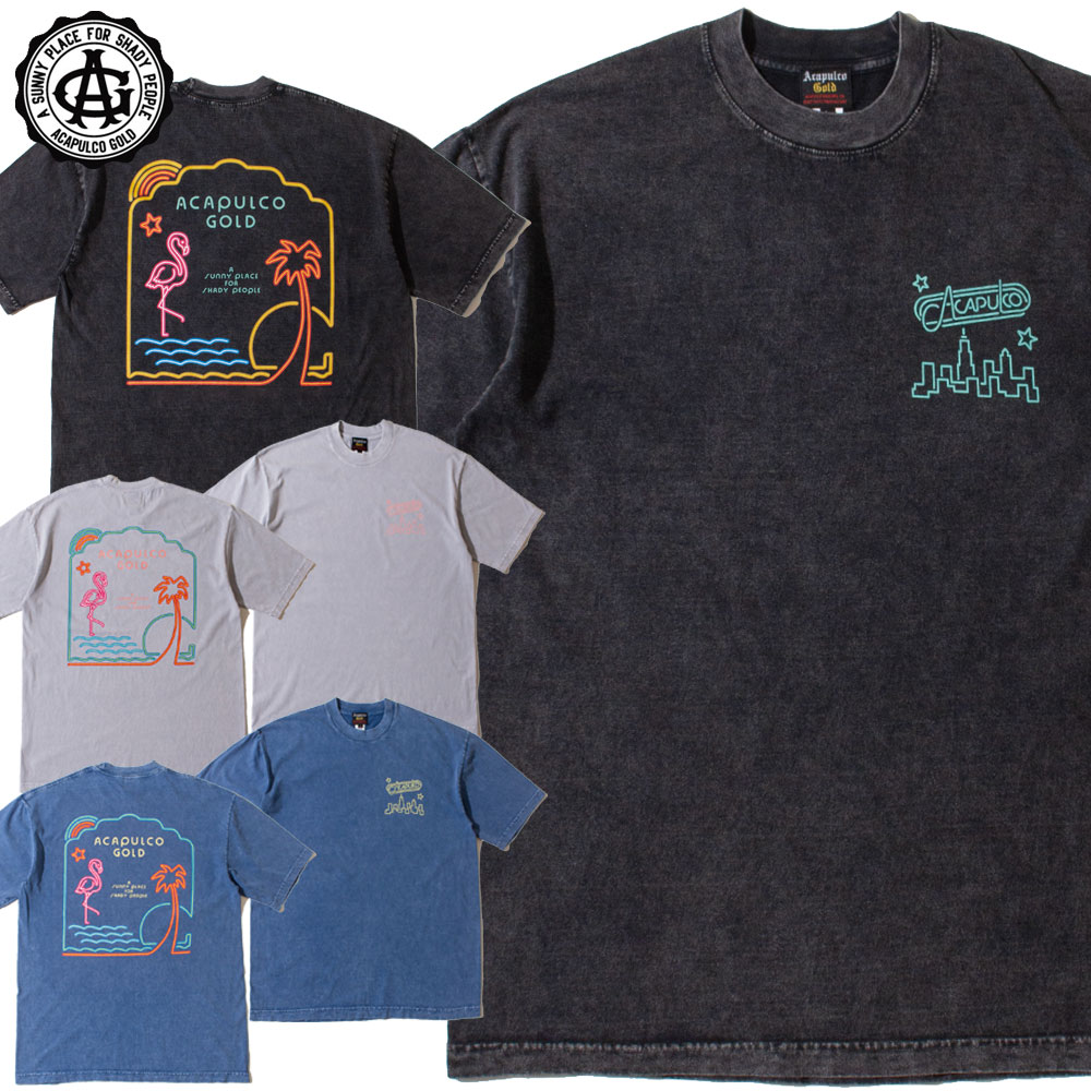 【Acapulco Gold/アカプルコゴールド】アカプルコゴールド Tシャツ 半袖 コットン/NIGHT CLUB TEE (WORN EFFECT WASHD) AG SM24-09