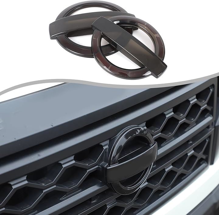 日産フロンティア 2022年～現行に専用 エンブレムカバー 前後のエンブレム装飾カバー ロゴパネル フロント＆リアロゴカバー リング装飾 外装パーツ カー用品 2点セット(透明なグレー) 4,963円