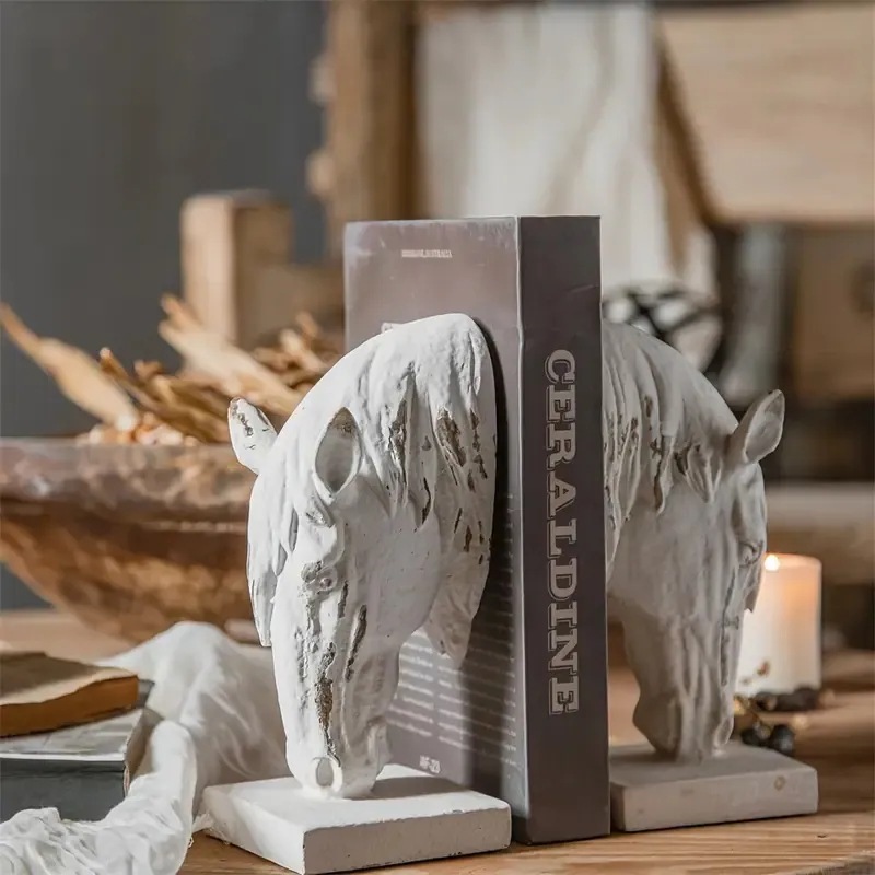 ブックエンド 馬の顔 ホワイト アールデコ調 樹脂製 動物 アニマル 本立て ホース ヴィンテージ調 シャビーシック エレガント ホームデコ 4-7 10,899円