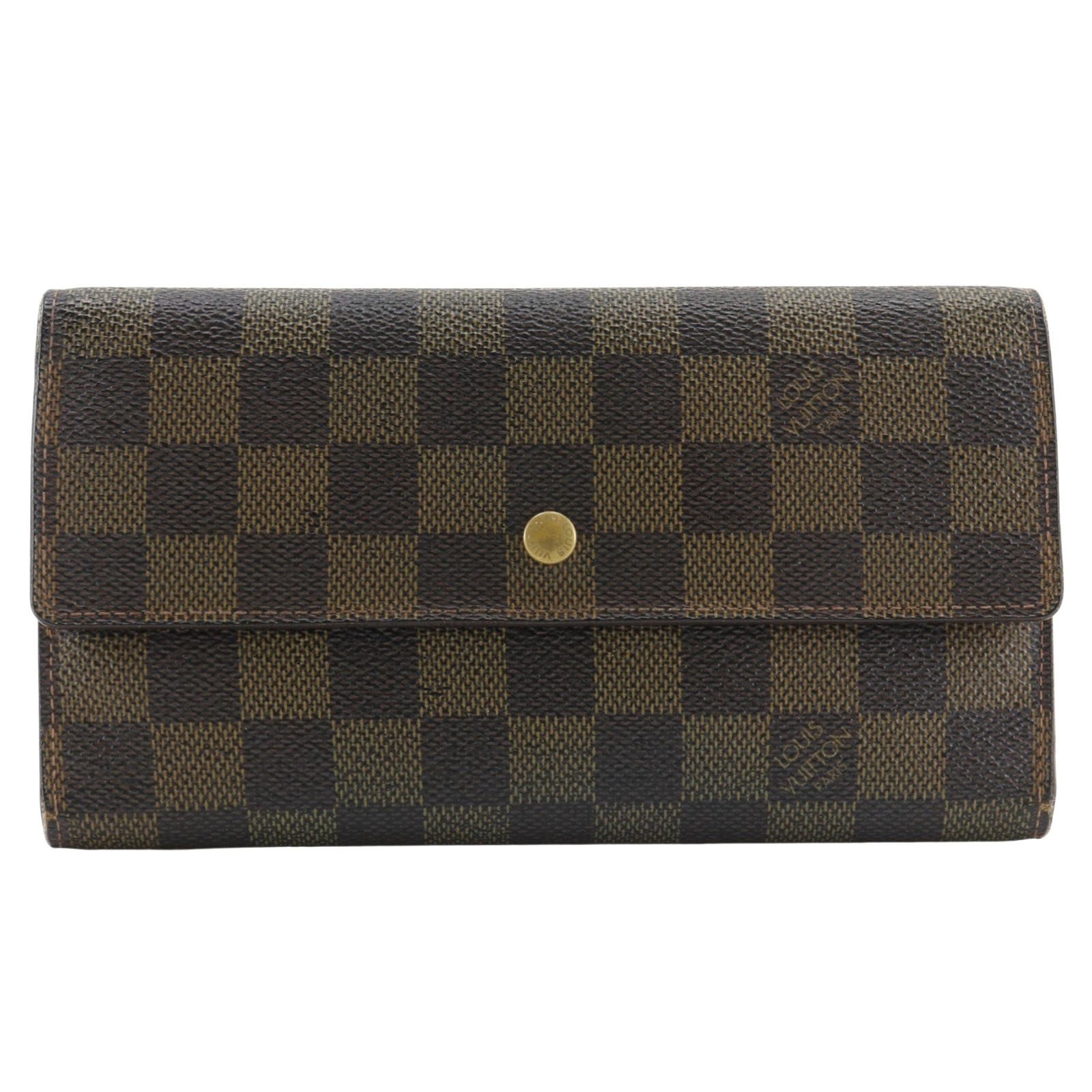 ポルトトレゾールインターナショナル 3つ折り N61215 長財布 ダミエキャンバス 茶 FL0076 ユニセックス 中古品