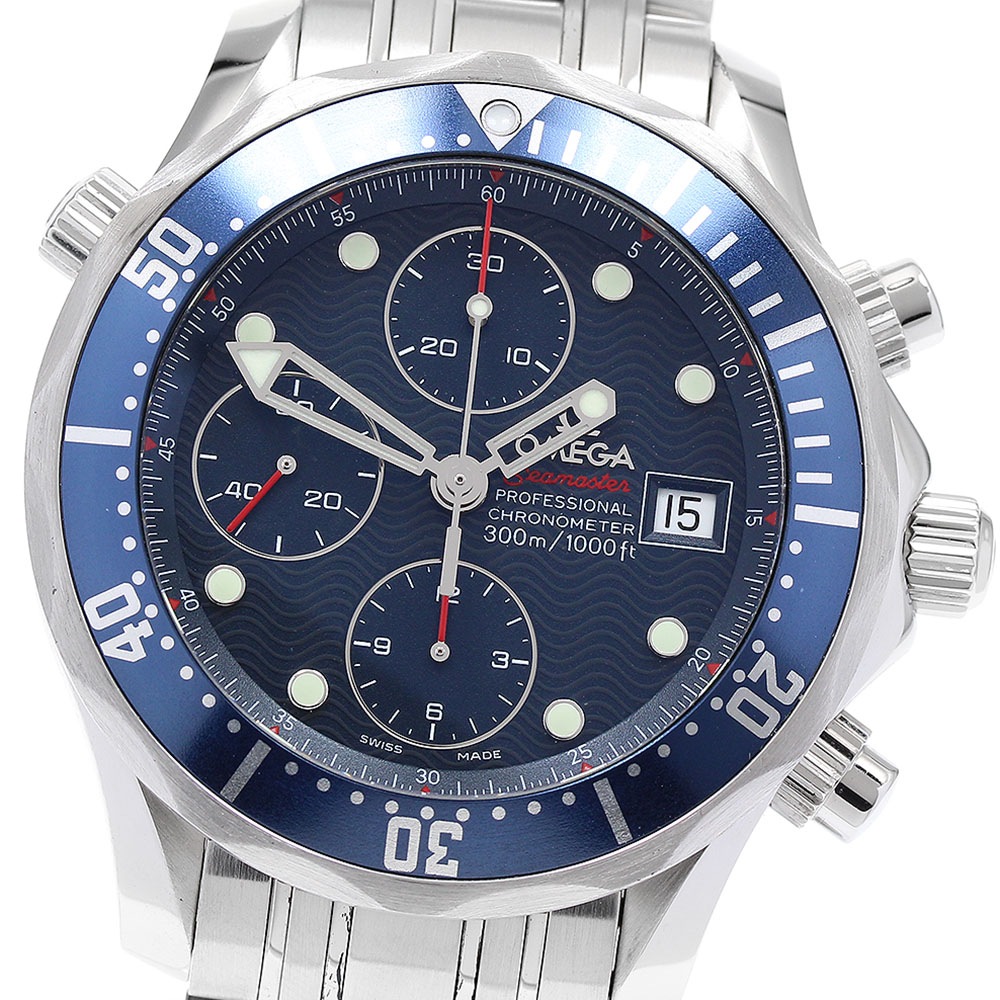 オメガ OMEGA 2225.80 シーマスター300 デイト クロノグラフ 自動巻き メンズ 保証書付き_891484【中古】