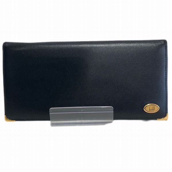 ダンヒル ブラック レザー 財布 2つ折り長財布 メンズ 【中古】