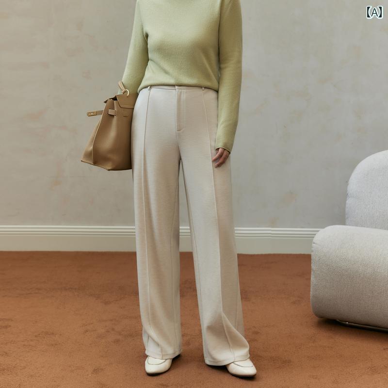 レディース ぽっちゃり 大きめサイズ 婦人服 パンツ ズボン ハイウエストドレープ ニット ワイドレッグ 冬 暖かい ストレート 9,616円