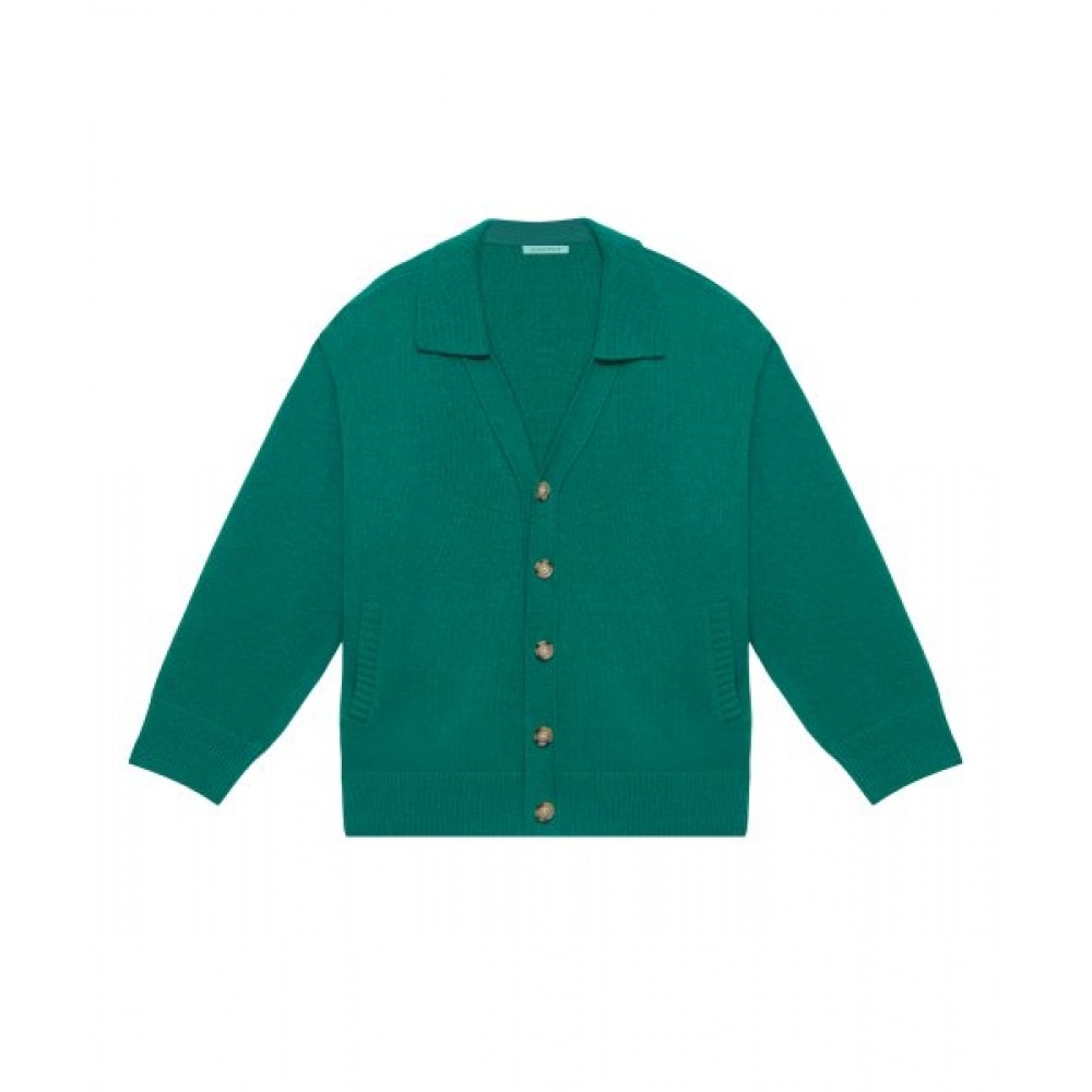 インスタントファンク Ms シャツカラーウールカーディガン-グリーン