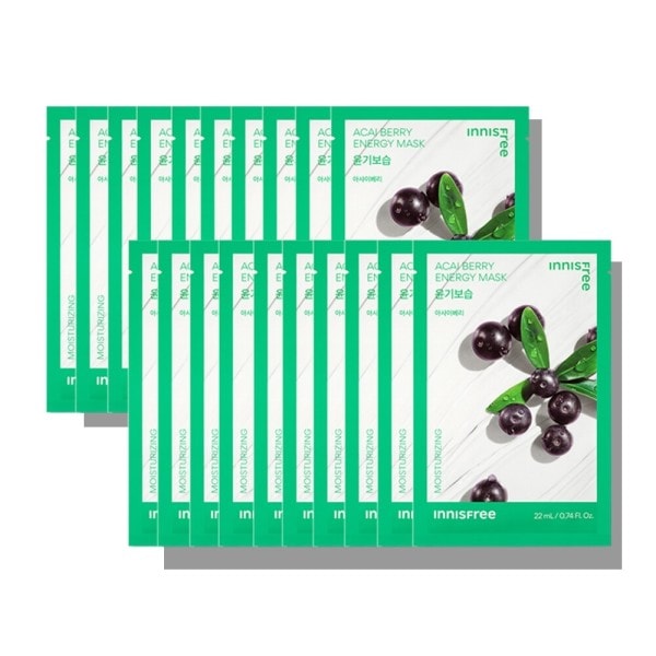 【Innisfree】 アサイベリー エナジーマスク 22mL 20枚 (贈呈品なくなり次第予告なしで贈呈終了)