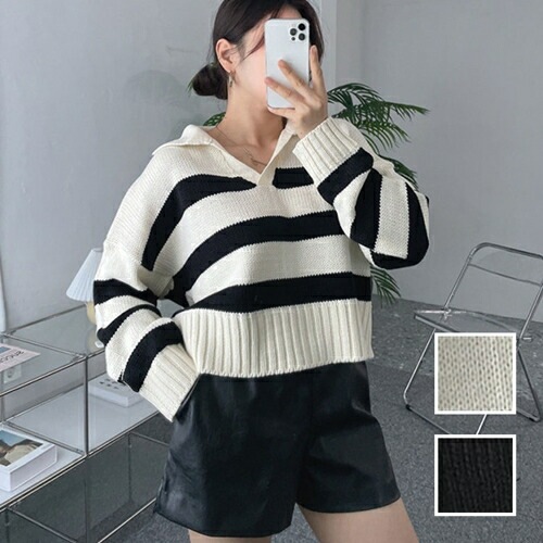 ニット セーター 韓国 ファッション レディース 春 秋 冬 カジュアル コーデ シンプル 定番 セレカジ 20代 30代 40代 2025 オーバーサイズ スキッパー マリンテイスト