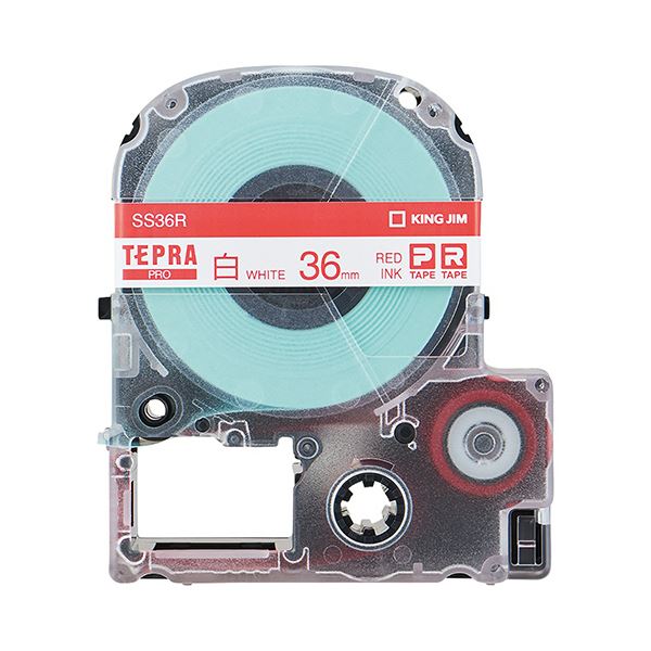 (まとめ) キングジム テプラ PRO テープカートリッジ 36mm 白／赤文字 SS36R 1個 (×5セット)