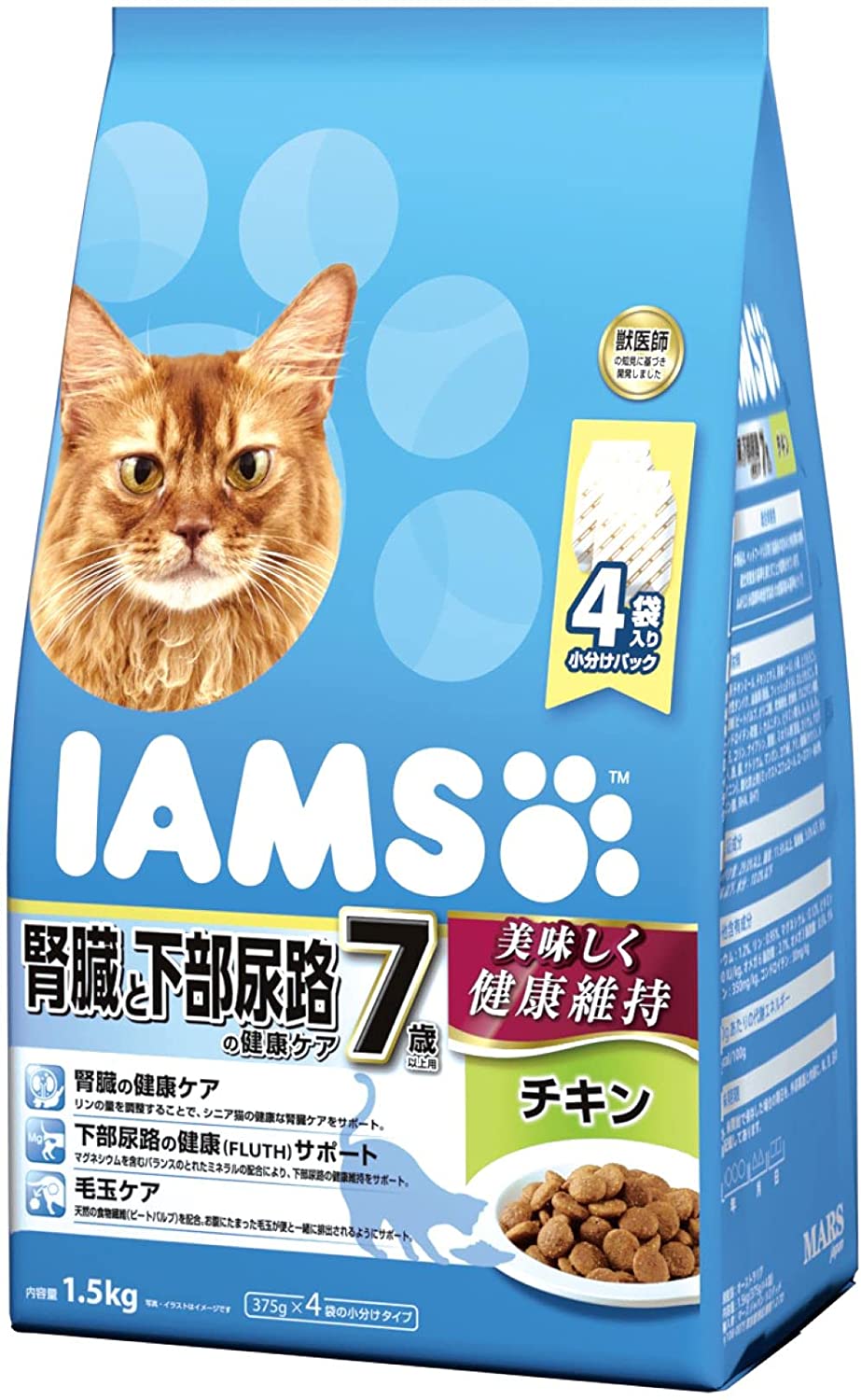 1.5kg×6個 アイムス (IAMS) キャットフード 毛玉ケア チキン 成猫用 1.5kg×6個 (ケース販売) 