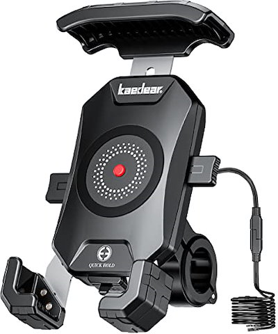 他サイト： Kaedear(カエディア) バイク スマホホルダー 防水 qi ワイヤレス 充電 USB電源 スマホ 携帯ホルダー 振動吸収 マウント 対応 アルミ クイックホールド ビートル KDR-M14Aの商品画像