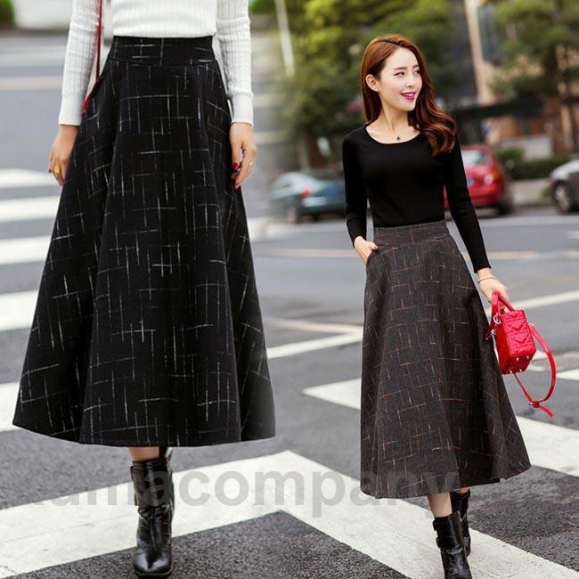 スカート 厚手 ロングスカート 冬 Aラインスカート マキシ丈 20代 フレアスカート 30代 ラシャスカート チェック柄 40代 マキシ丈スカート 50代