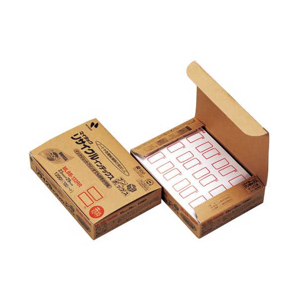 （まとめ） ニチバン マイタックリサイクルインデックス ブンボックス 中 23×29mm 赤枠 MLBB-132RR1パック（1200片：12片×100シート） (×5セット)