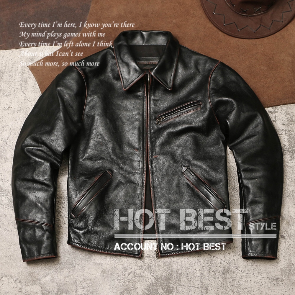 1.2mm 茶芯カウハイド 30sスタイル シングルライダース レザージャケット メンズ 革ジャン ヴィンテージ加工 植物鞣し革 牛革