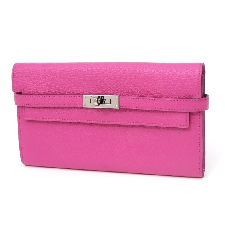 エルメス HERMES 長財布 ケリーウォレット C刻印 ピンク シェブルミゾル 【中古】(65844) 154,000円