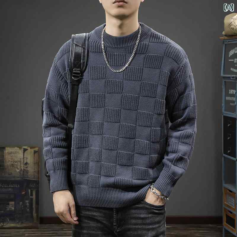 メンズ 秋冬 長袖 厚手 ニット トップス セーター レイヤード カジュアル おしゃれ 大きめサイズ ストリート 着やい 動きやい 快適 レジャー アウトドア ワークニット・セーター
