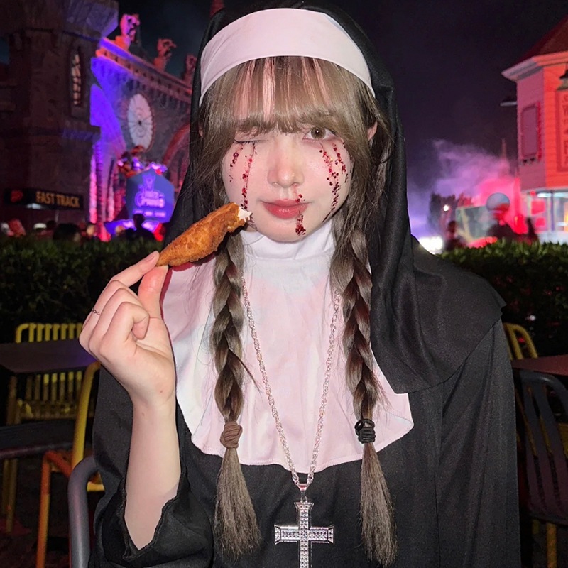ハロウィン修道女コスム コスプレ衣装 大人用コスム 大人用レディースコスム ロールプレイ小道具