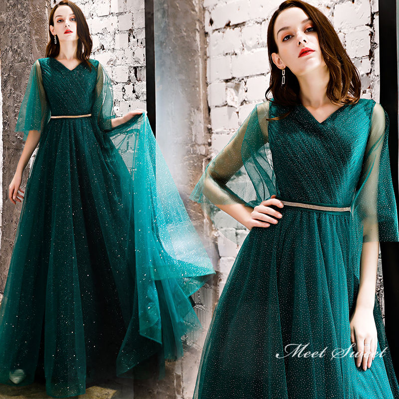 ウェディングドレス ウエディングドレス Aラインドレス カラードレス カクテルドレス 演奏会 フォーマルドレス イブニングドレス 発表会 コンサート パーティードレス グリーン 大きいサイズ 結婚式