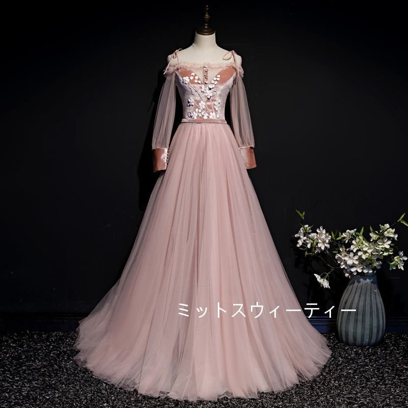 Ａラインドレス ロング カラードレス カクテルドレス 演奏会 結婚式 イブニングドレス 二次会 披露