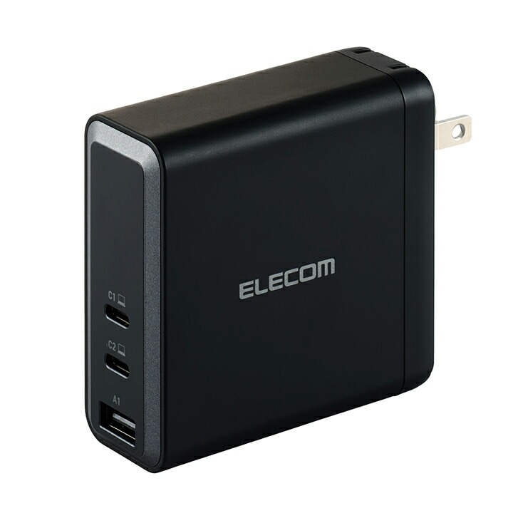 USB充電器 EPR規格 140W対応 AC充電器 USB Power Delivery 対応 140W USB-C×2 USB-A×1 スイングプラグ ブラック