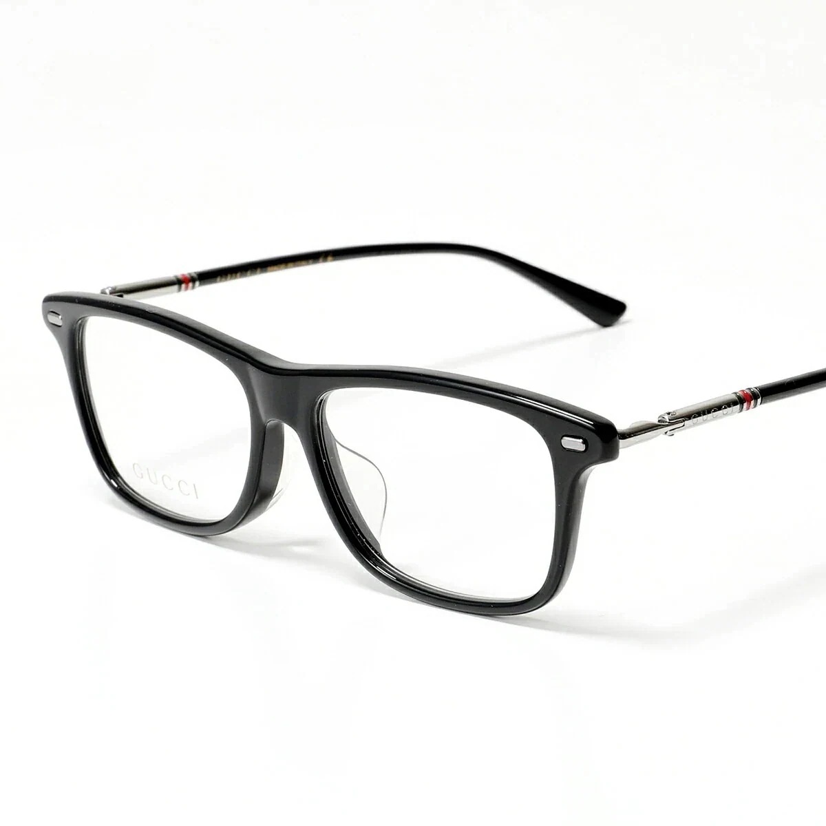 GUCCI グッチ メガネ GG0519OA メンズ スクエア型 アジアンフィット めがね 伊達メガネ ダテ 眼鏡 ロゴ アイウェア 黒縁メガネ Black】