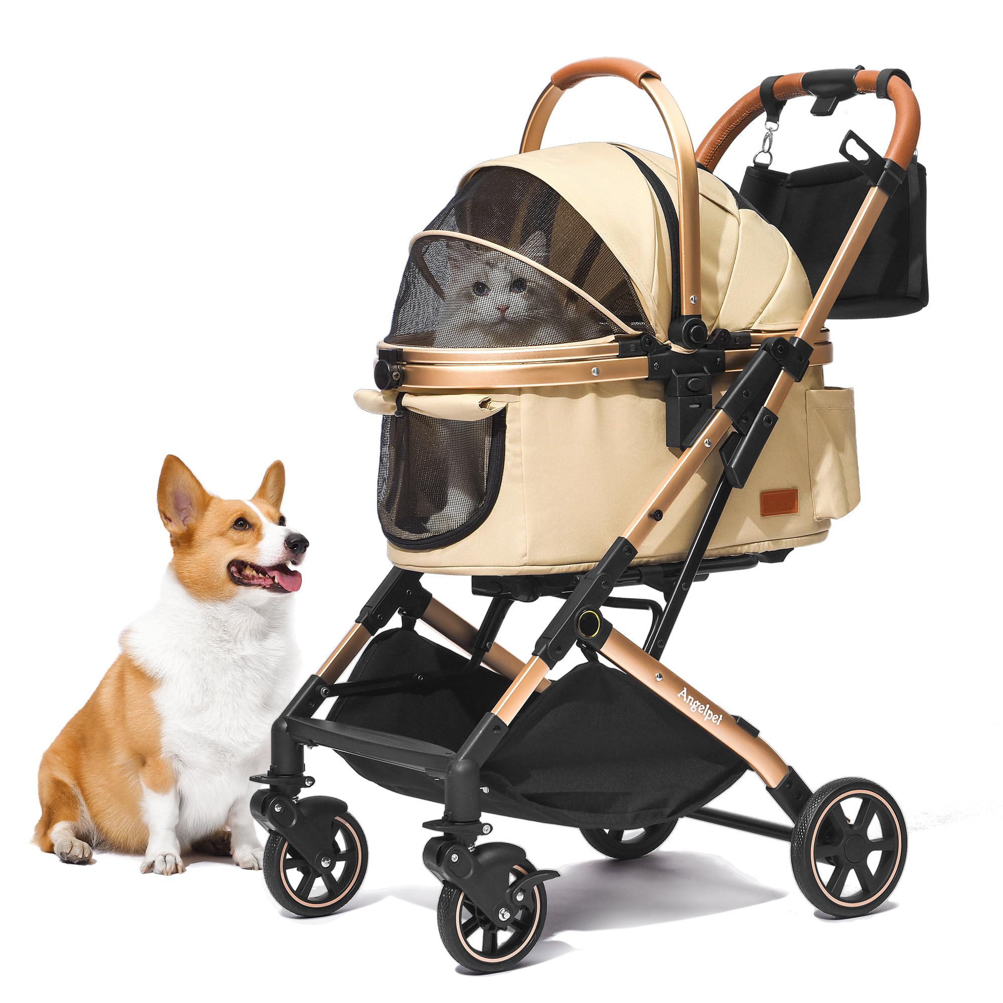 ペットカート 分離型 【特許登録済み】猫 犬用 バギー いぬ用 4輪 前輪360回転 前後輪ブレーキ付き 組み立て簡単 コンパクト 軽量 折りたたみ式 耐荷重20Kg 猫 小型犬多