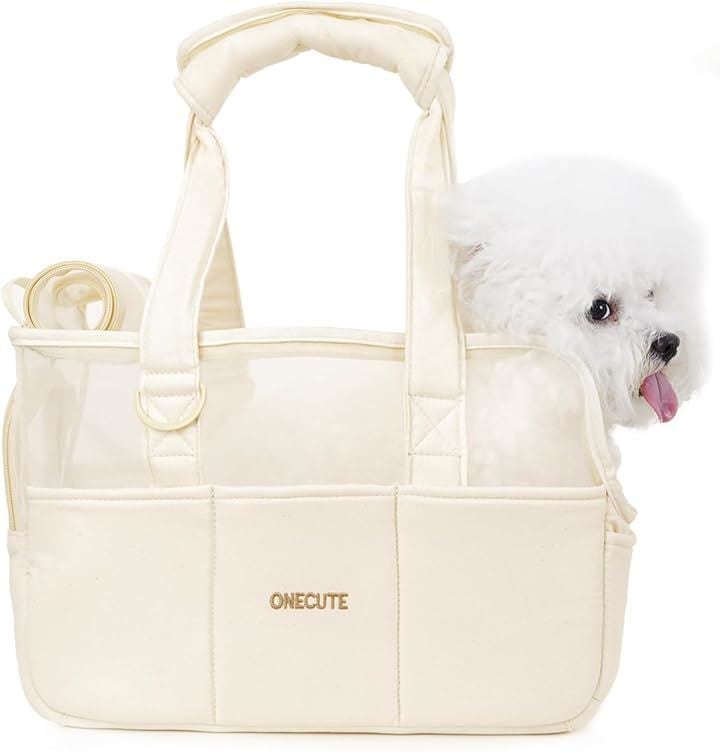 ペット キャリーバッグ 軽い お出かけ 犬バッグ 猫バッグ ウサギバッグ 純綿 布バッグ 通気性 折りたたみ 旅行(ベージュー通気タイプ, 34L x 16W x 25H cm)