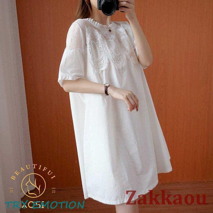 ワンピース レディース 40代 チュニック 春夏 半袖ワンピース 膝丈 綿 フレアスカート きれいめ 韓国風 20代 30代 50代 体型カバー 大きいサイズ