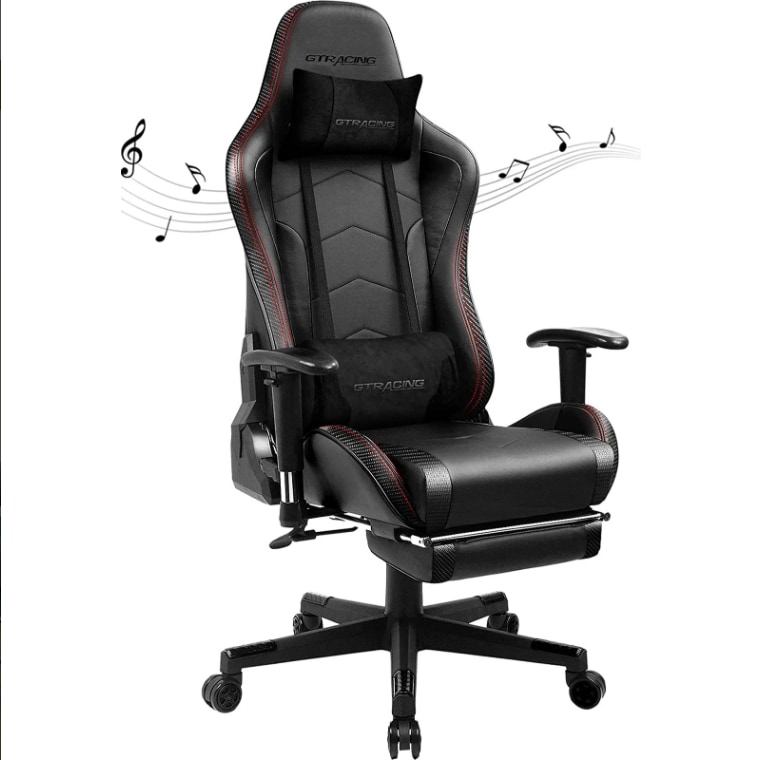 ゲーミングチェア スピーカー付き オットマン オフィスチェア チェア 椅子 イス チェアー おしゃれ デスクチェア パソコンチェア pcチェア リクライニング オフィスチェアー 事務椅子 リクライニ