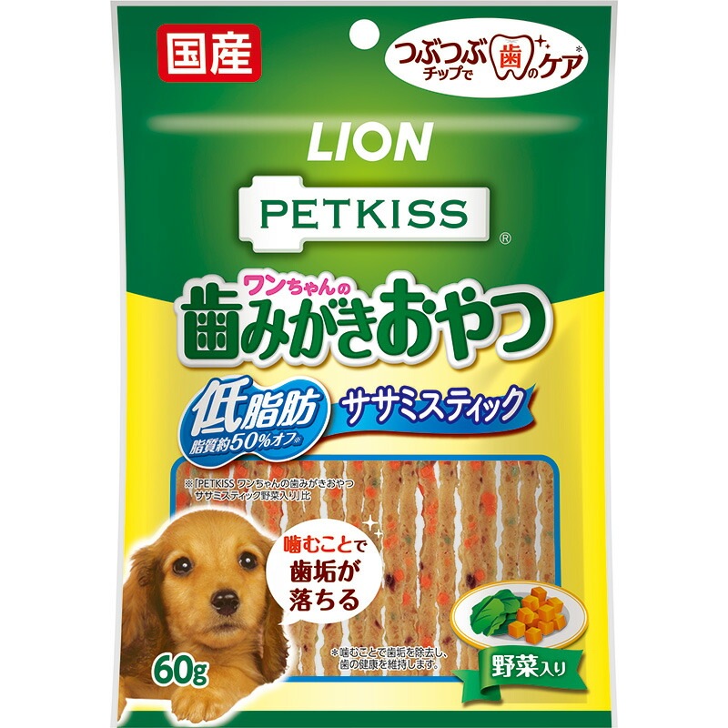 （まとめ買い）PETKISS ペットキス ワンちゃんの歯みがきおやつ 低脂肪ササミスティック 野菜入り 60g 犬用おやつ [x16] 6,182円