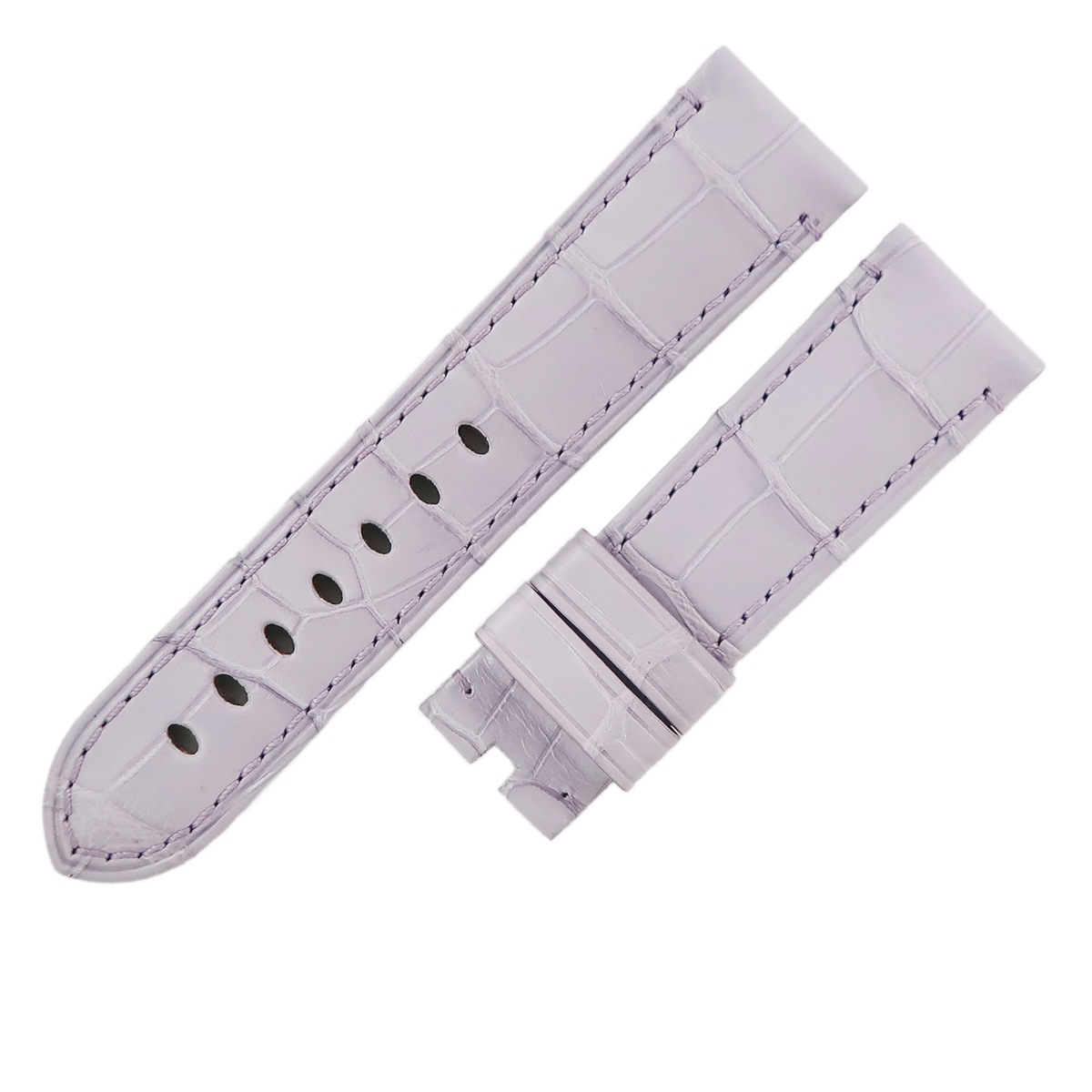 メンズ 未使用 純正 替え クロコ ベルト バンド ストラップ 24ｍｍ ライラック 3年保証