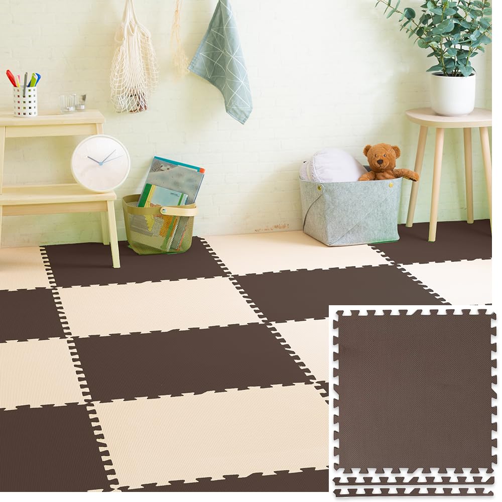 アイリスプラザ ジョイントマット 大判 3畳 60cm 20mm コルクマット カラーマット 防音 傷防止 ペット 赤ちゃん 60×60 ブラウン PEJTM-602 16枚セット