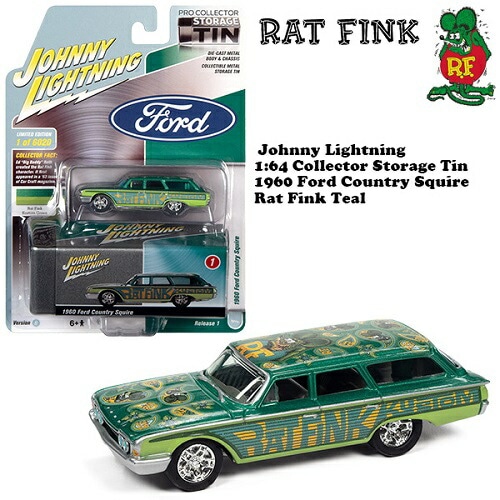 ダイキャストメタル 1:64 Rat Fink 1960 Ford Country Squire Green / Teal ラットフィンク ミニカー